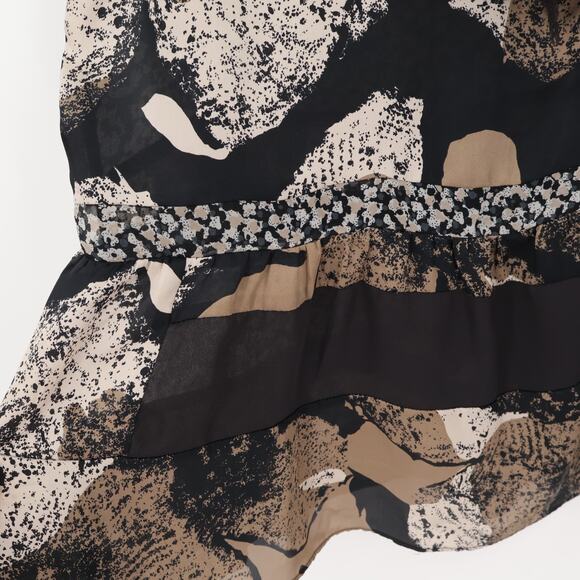 Mixed Print Sheer Sleeveless Top Whimsigoth Indie Fairy Grunge Ruffle Art Size L - Picture 4 of 7